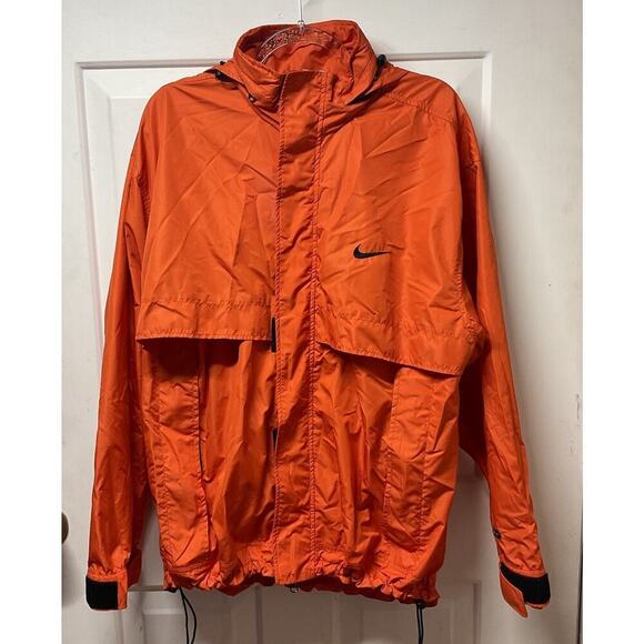 Vtg nike 90s y2k ORANGE embroidered swoosh Windbreaker Jacket Size L Clima Fit - Picture 1 of 16